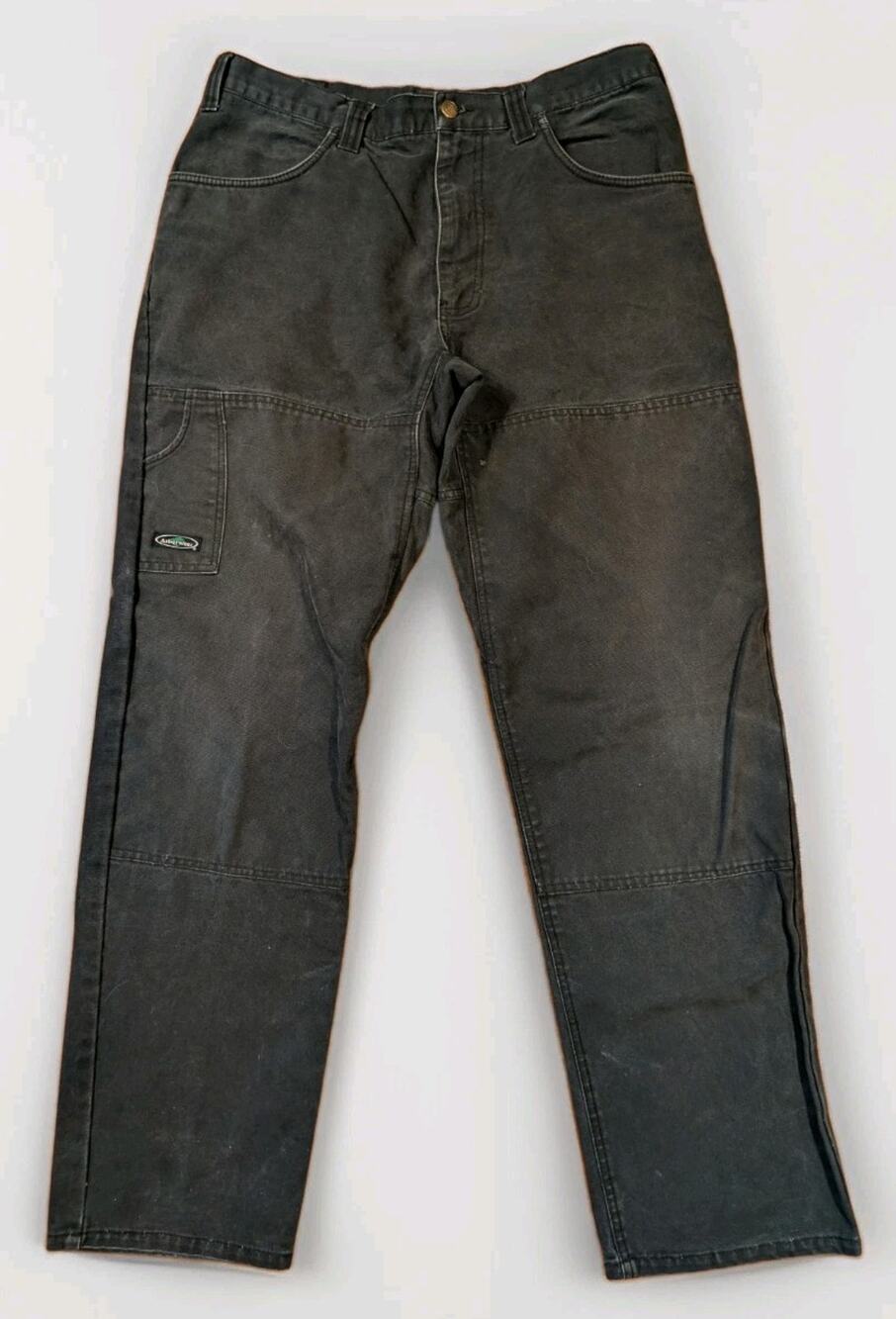 Arborwear Mens 36x32 Double Knee Canvas Work Pants Y2K Distressed Arborist Black